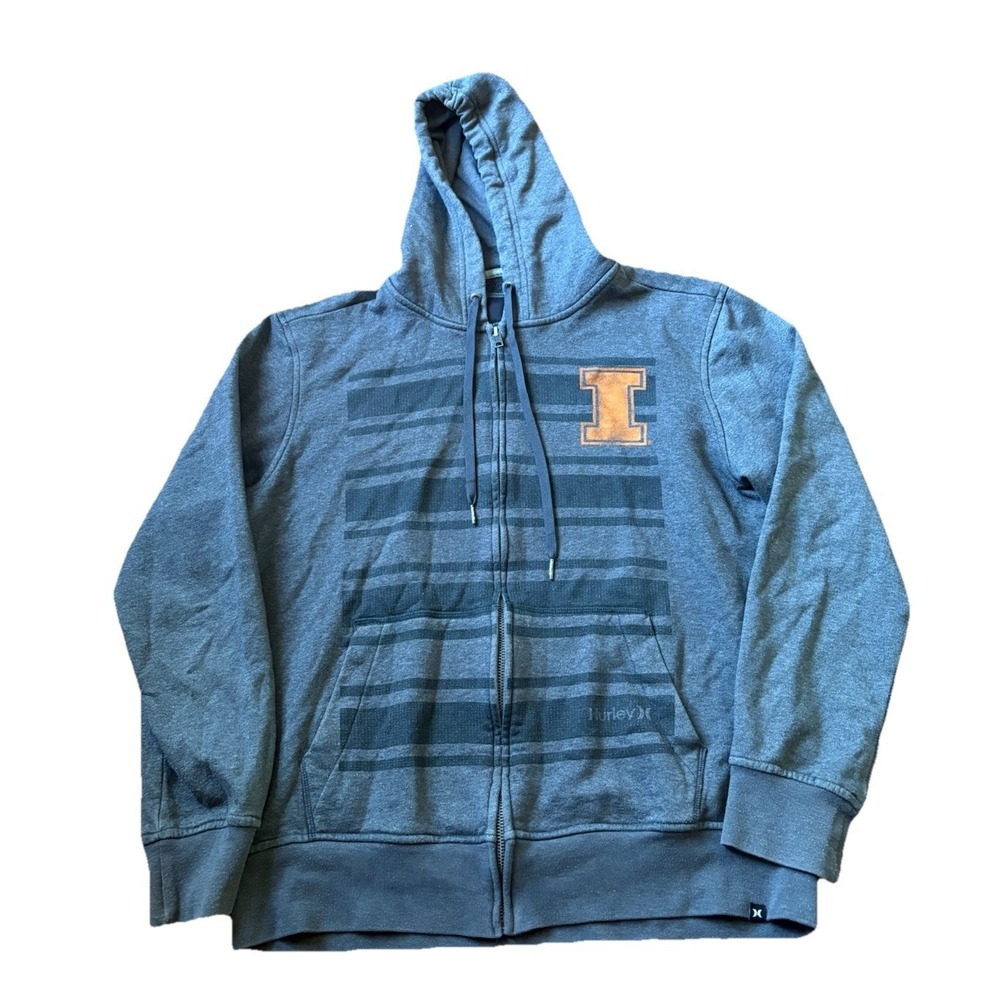Men's Hurley Illinois Fighting Illini Hoodie Sweatshirt Size Adult Medium Gray